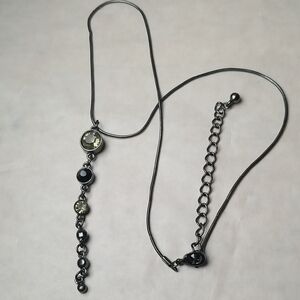 Black Snake Chain With Green And Brown Gem Dangle